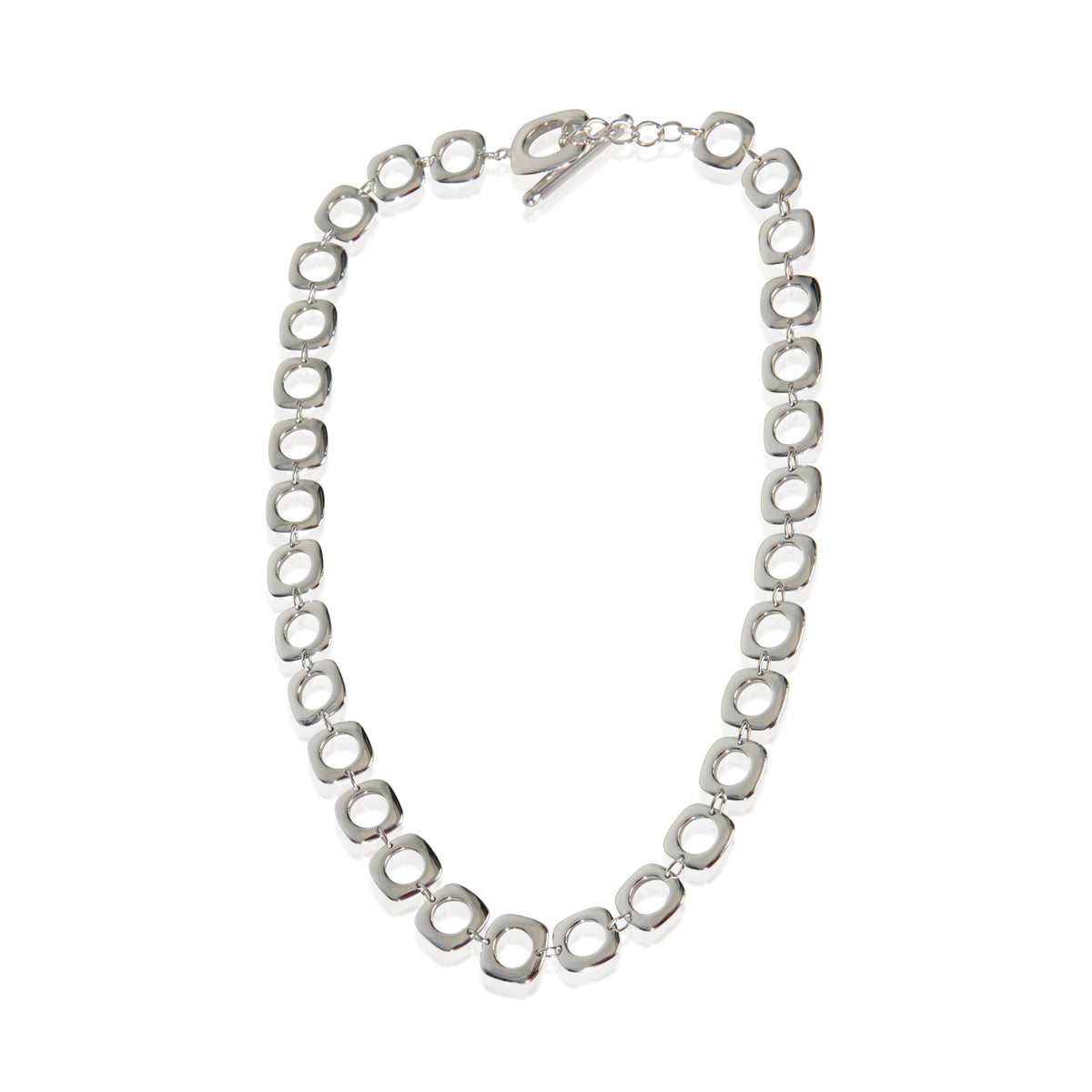 Tiffany & Co. Sterling Silver  Square Cushion Link Toggle Necklace 3