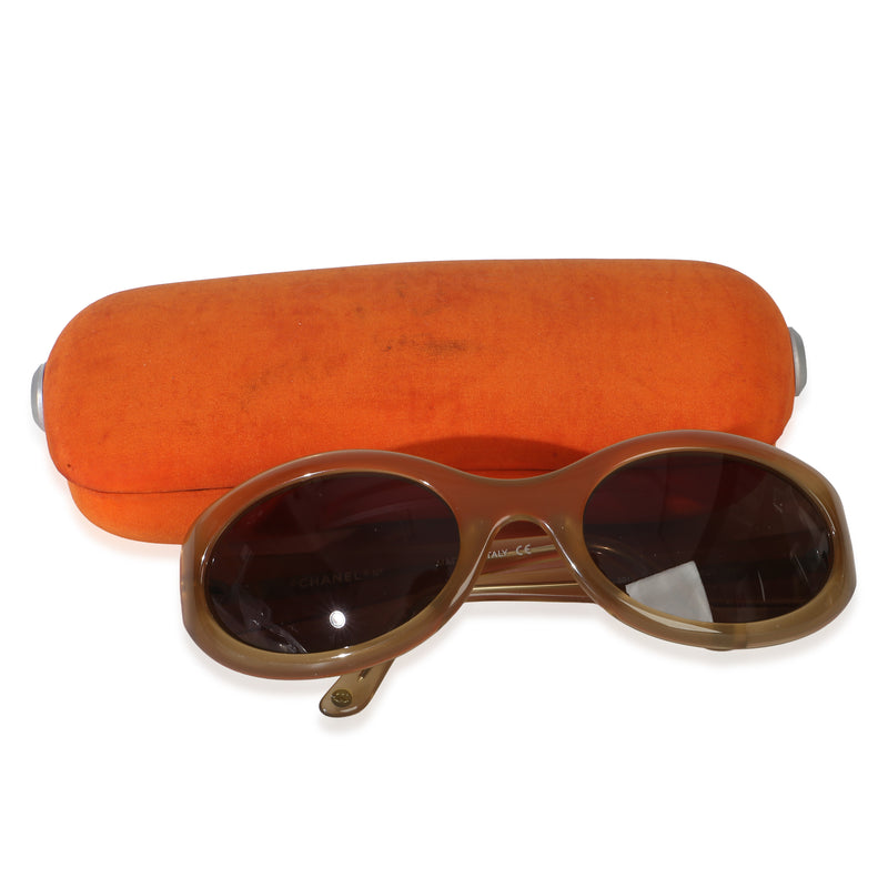 Chanel Vintage Neutral Oval Wraparound Sunglasses id