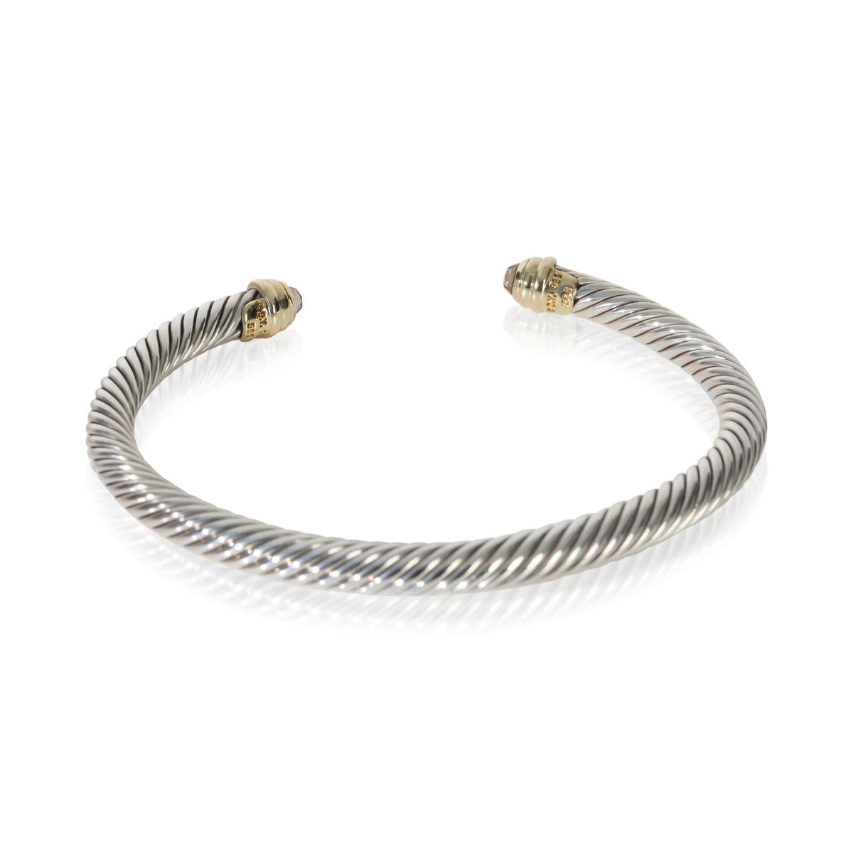 David Yurman Yellow Gold & Sterling Silver Smokey Quartz Cable Classic Bracelet 3