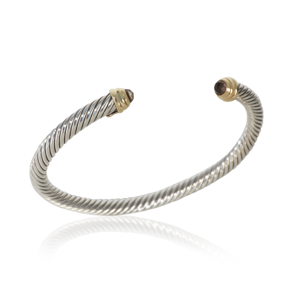 David Yurman Yellow Gold & Sterling Silver Smokey Quartz Cable Classic Bracelet 4