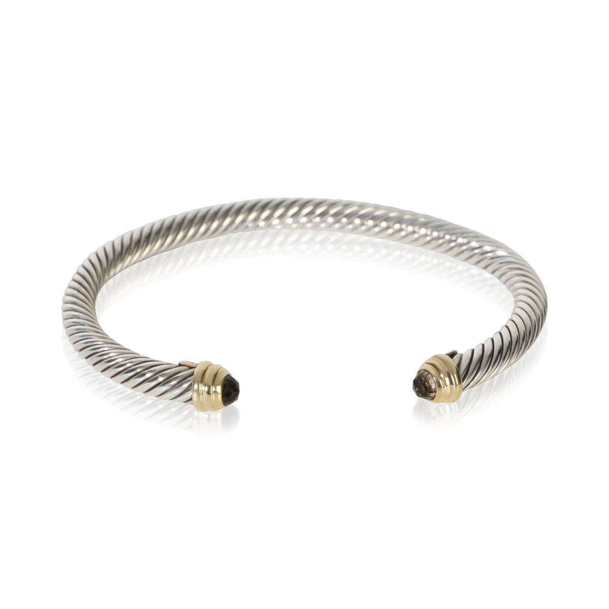 David Yurman Yellow Gold & Sterling Silver Smokey Quartz Cable Classic Bracelet fv