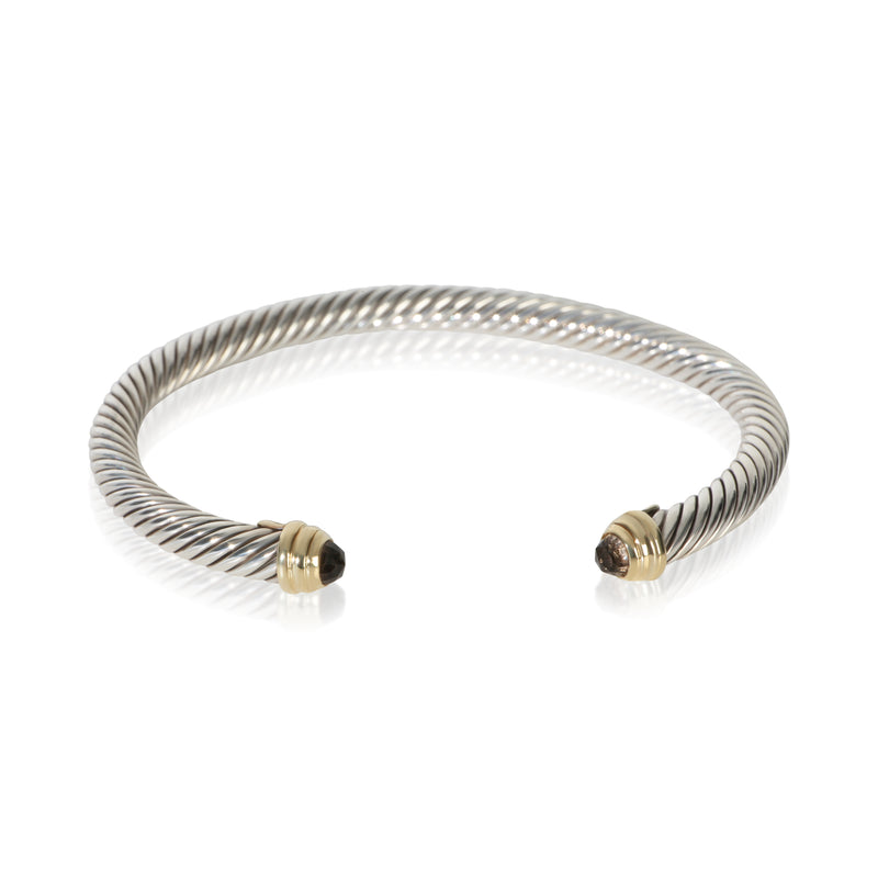 David Yurman Yellow Gold & Sterling Silver Smokey Quartz Cable Classic Bracelet fv