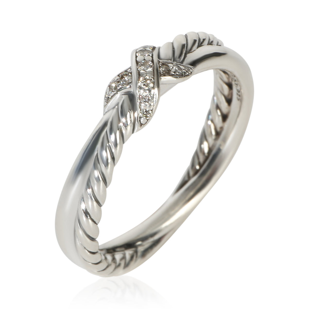 David Yurman Sterling Silver Diamond Petite X Ring 4