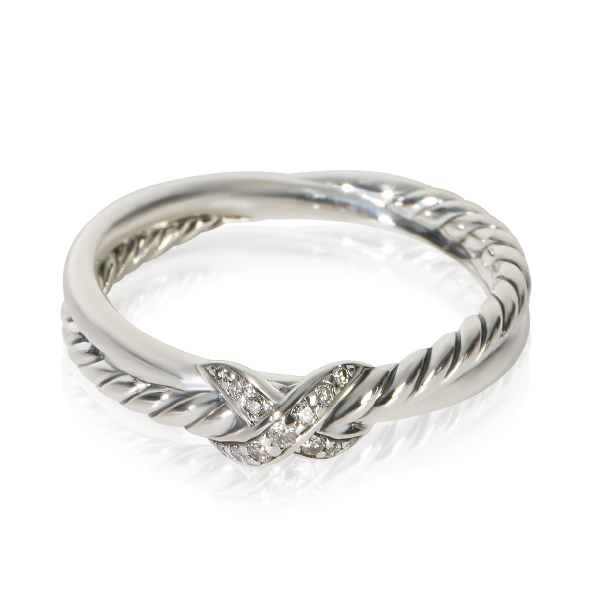 David Yurman Sterling Silver Diamond Petite X Ring fv