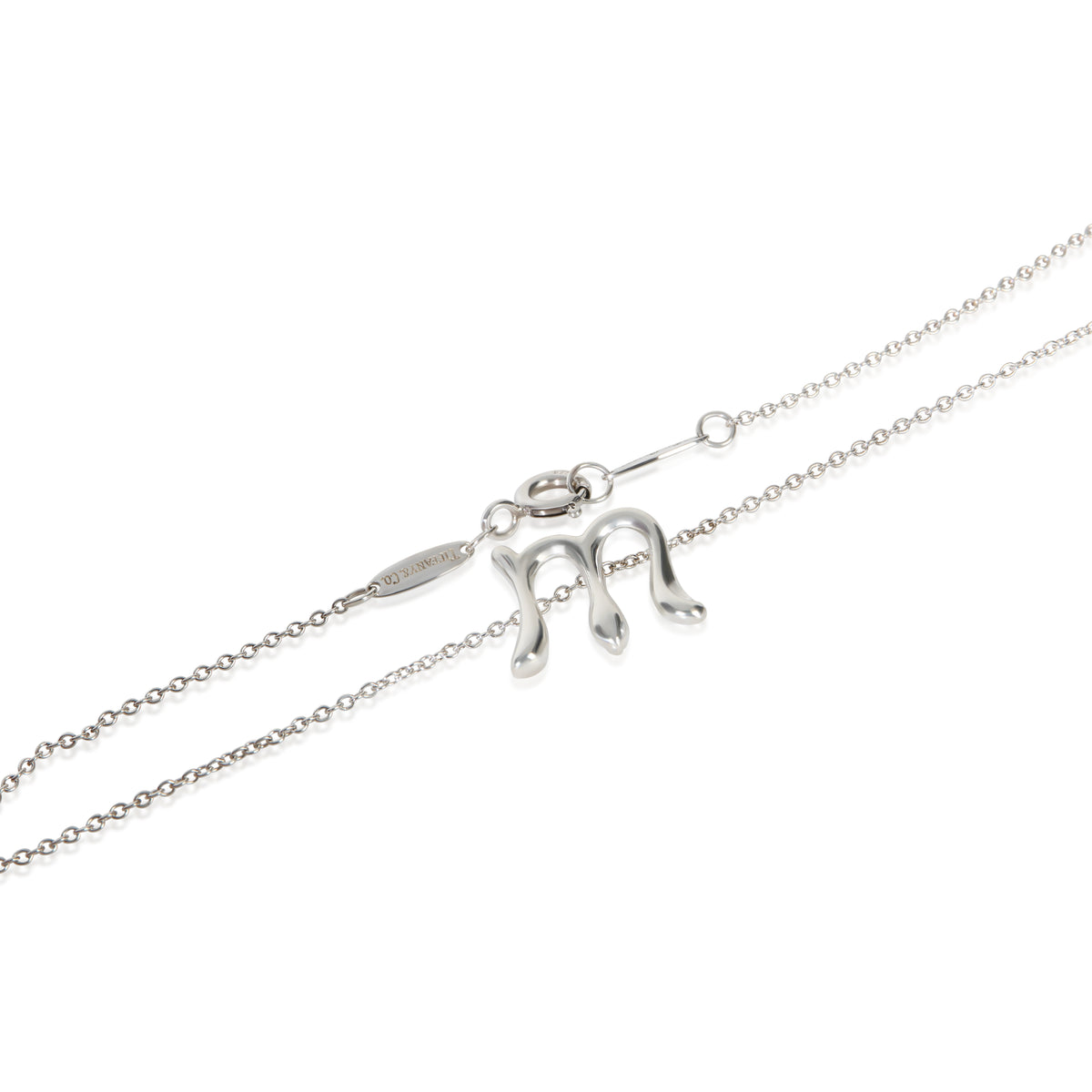 Tiffany & Co. Sterling Silver  Elsa Peretti Alphabet Initial M Pendant 3