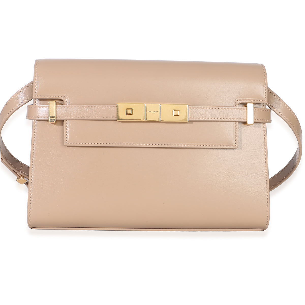 Saint Laurent Beige Calfskin Small Manhattan Shoulder Bag Handbag fv