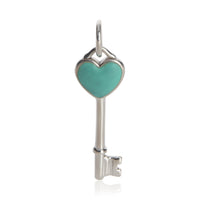 Tiffany & Co. Sterling Silver  Blue Enamel Heart Key Pendant fv