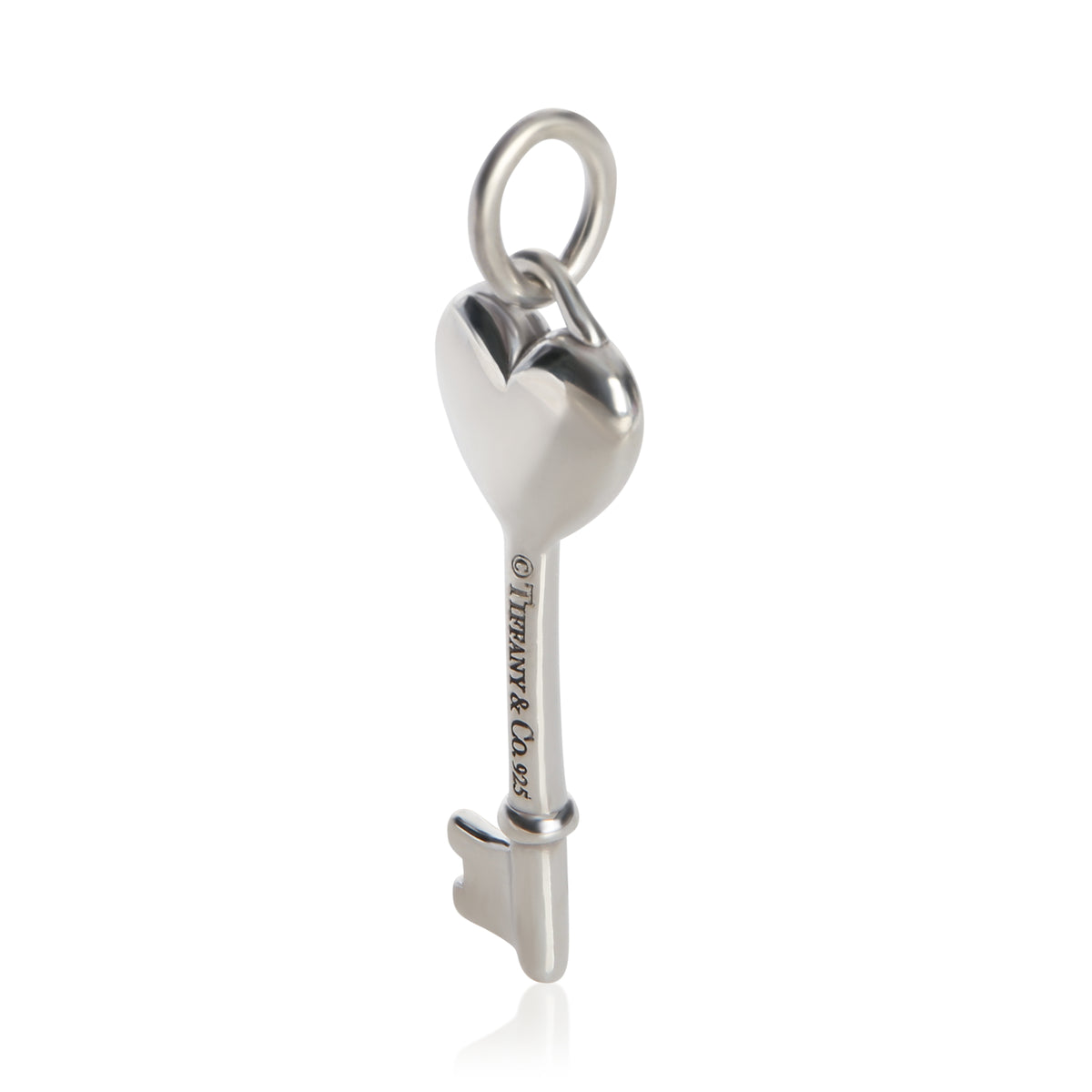 Tiffany & Co. Sterling Silver  Blue Enamel Heart Key Pendant 3