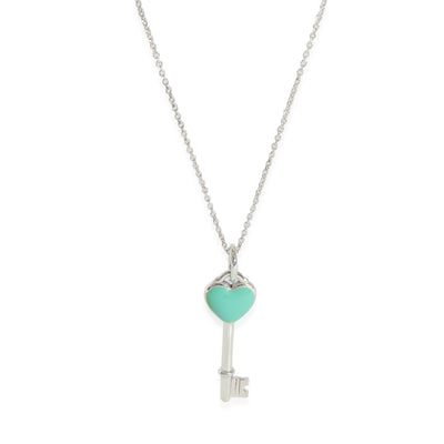 Tiffany & Co. Sterling Silver  Blue Enamel Heart Key Pendant