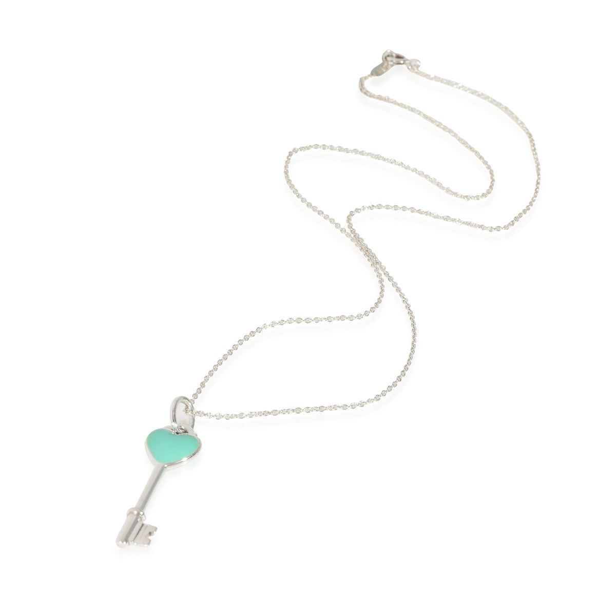 Tiffany & Co. Sterling Silver  Blue Enamel Heart Key Pendant