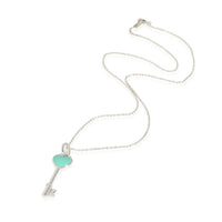 Tiffany & Co. Sterling Silver  Blue Enamel Heart Key Pendant
