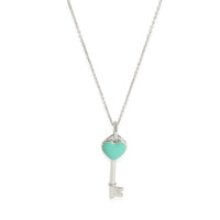 Tiffany & Co. Sterling Silver  Blue Enamel Heart Key Pendant