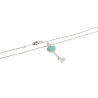 Tiffany & Co. Sterling Silver  Blue Enamel Heart Key Pendant