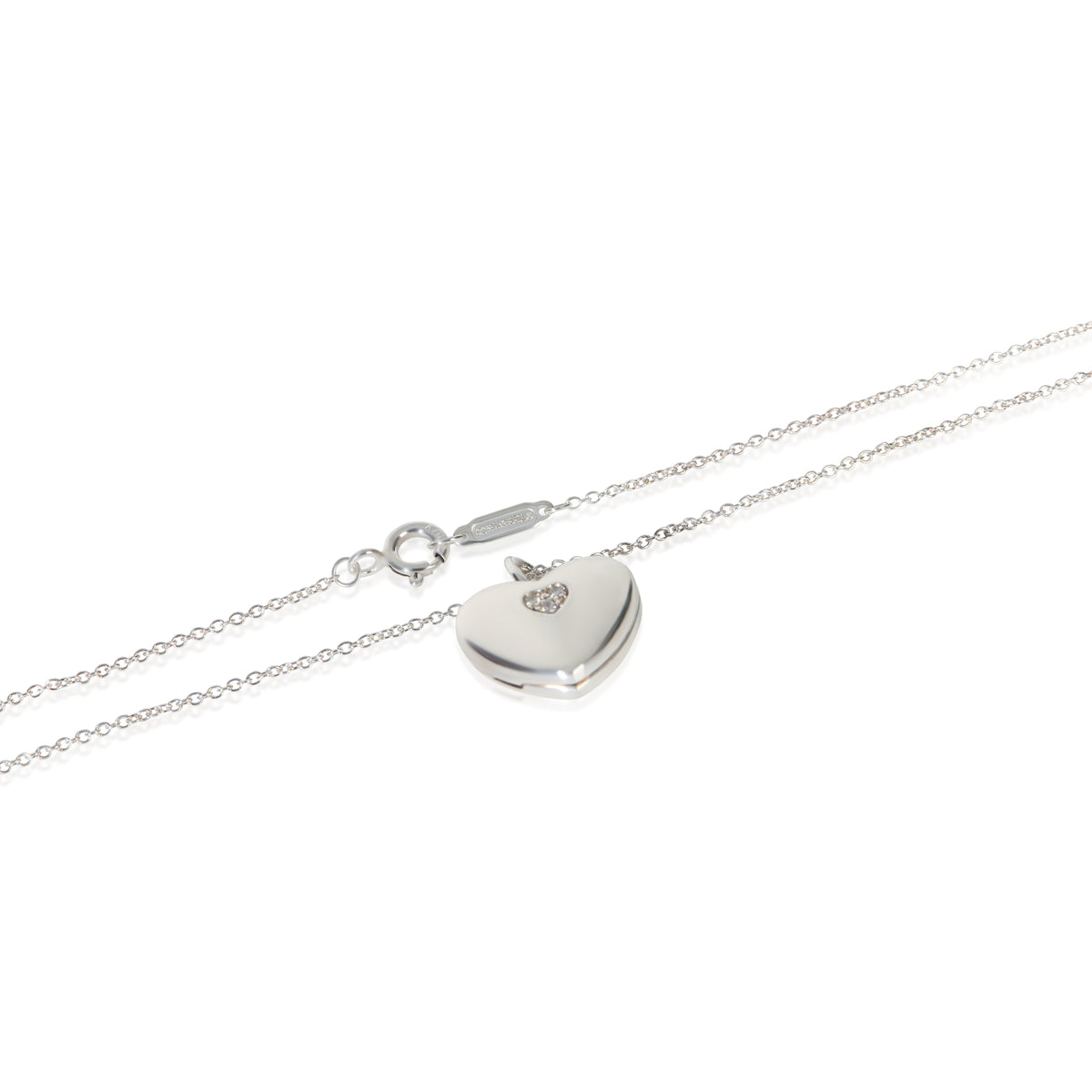 Tiffany & Co. Sterling Silver Diamond Heart Locket Pendant 2