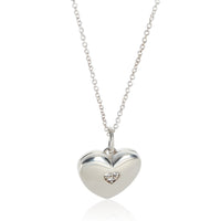 Tiffany & Co. Sterling Silver Diamond Heart Locket Pendant fv
