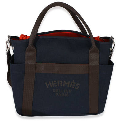 Hermès Bleu Navy Feu Canvas The Grooming Bag Handbag id