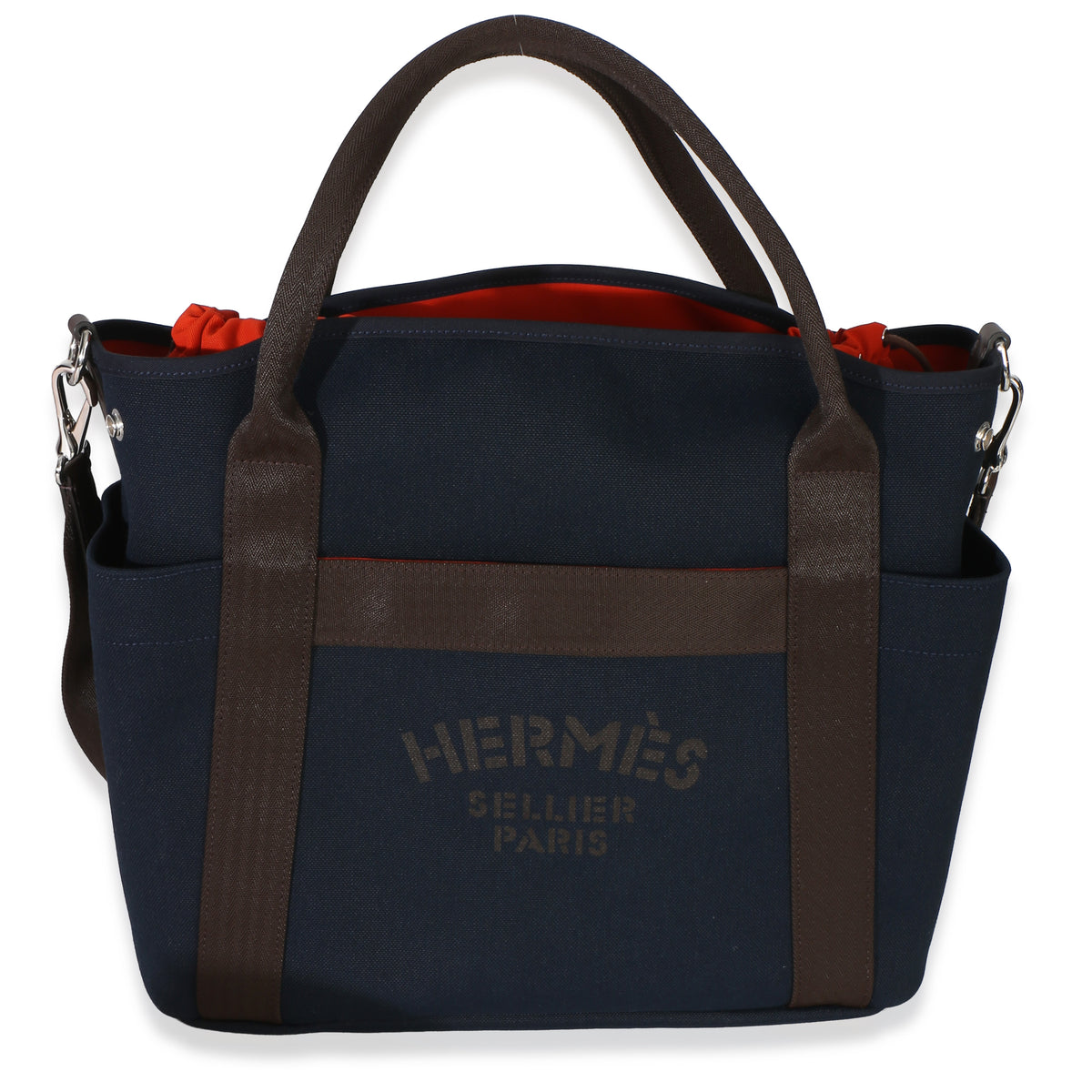 Hermès Bleu Navy Feu Canvas The Grooming Bag Handbag id