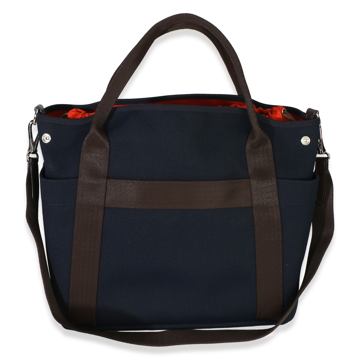 Hermès Bleu Navy Feu Canvas The Grooming Bag Handbag 4