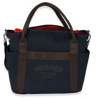 Hermès Bleu Navy Feu Canvas The Grooming Bag Handbag fv