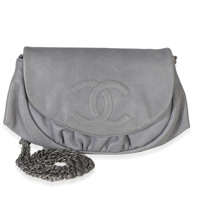 Chanel Grey Lambskin Half Moon Wallet On Chain Handbag id