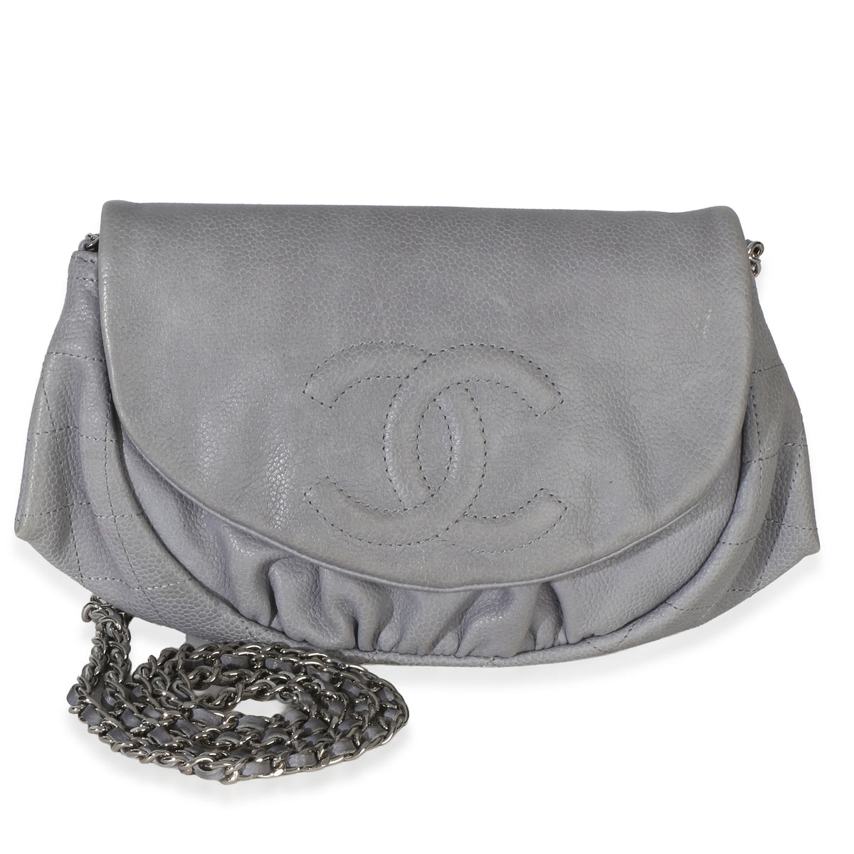Chanel Grey Lambskin Half Moon Wallet On Chain Handbag id