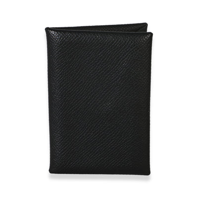 Hermès Black Epsom Calvi Card Holder Wallet id