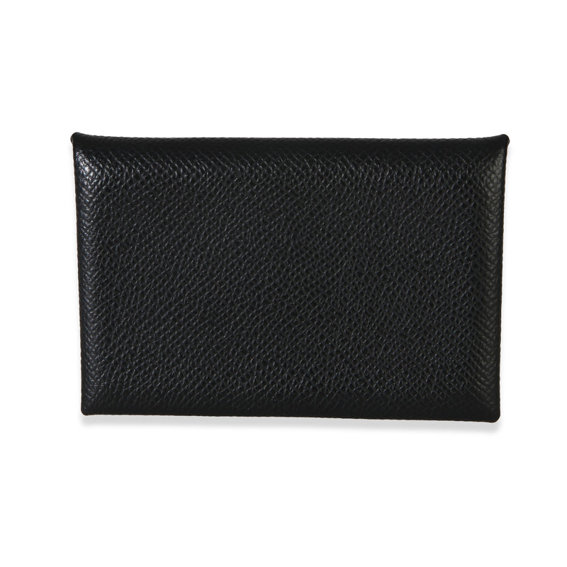 Hermès Black Epsom Calvi Card Holder Wallet id