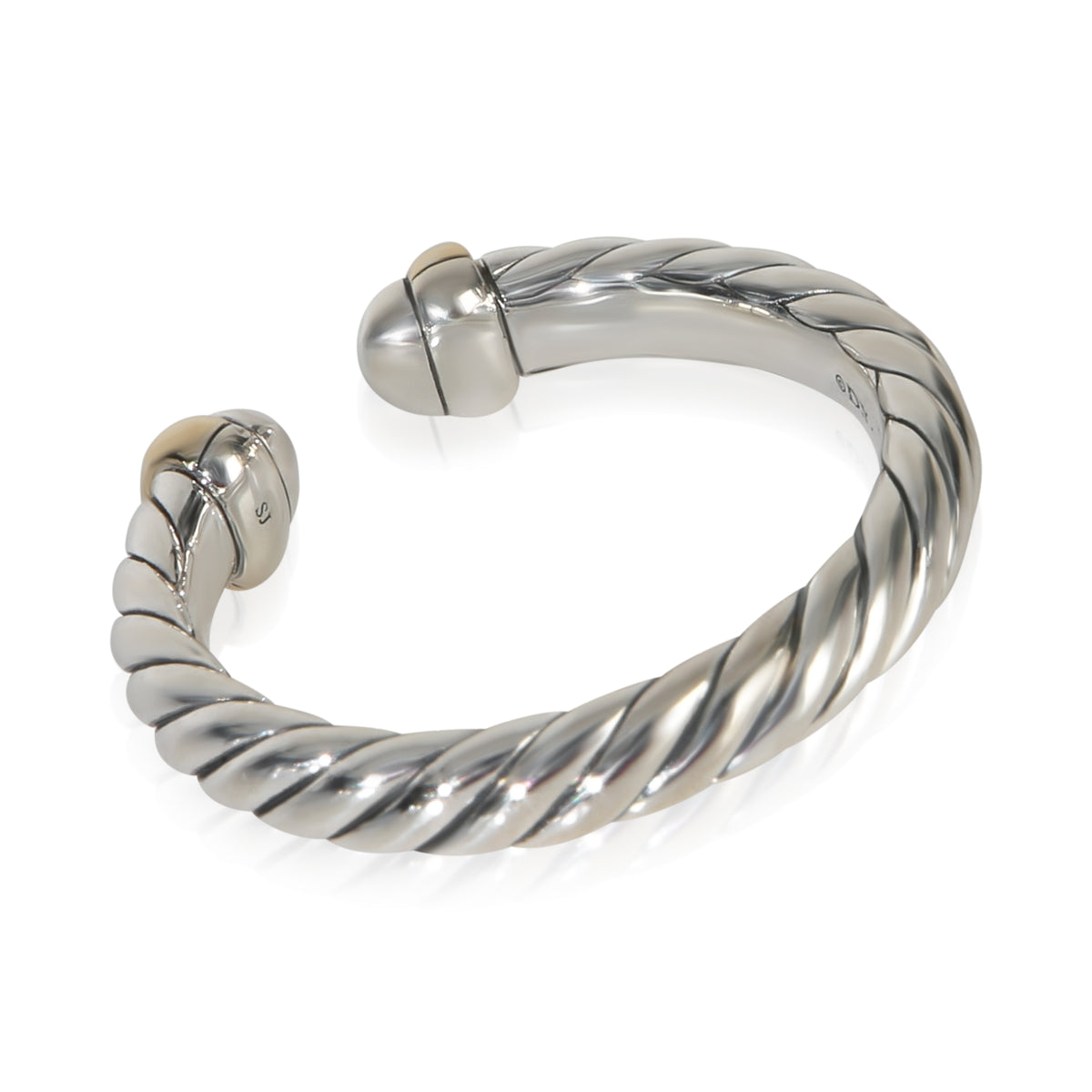 David Yurman Yellow Gold & Sterling Silver  Petite Cable Open Ring 3