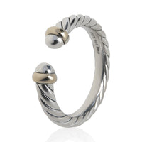 David Yurman Yellow Gold & Sterling Silver  Petite Cable Open Ring 4