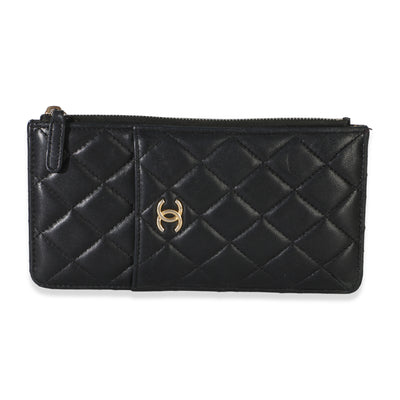 Chanel Black Quilted Lambskin Classic Flat Pouch Handbag id