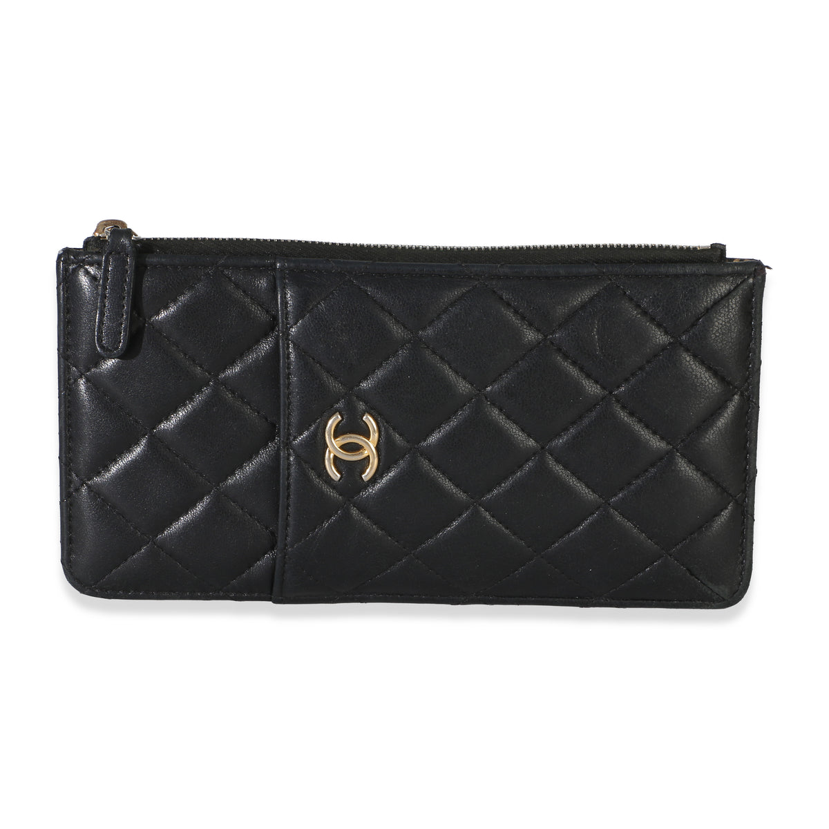 Chanel Black Quilted Lambskin Classic Flat Pouch Handbag id