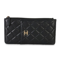 Chanel Black Quilted Lambskin Classic Flat Pouch Handbag id