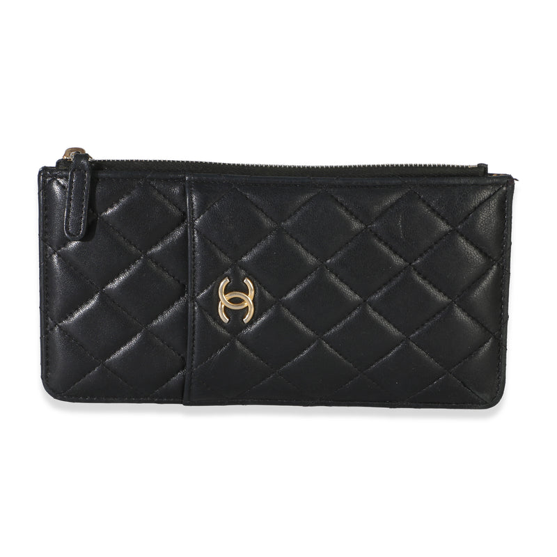 Chanel Black Quilted Lambskin Classic Flat Pouch Handbag id