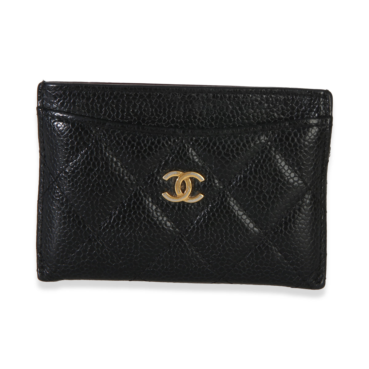 Chanel Black Quilted Caviar Classic Card Holder Wallet id