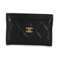 Chanel Black Quilted Caviar Classic Card Holder Wallet id
