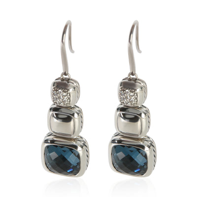 David Yurman Sterling Silver Topaz and Diamond Chiclet Earrings id