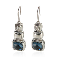 David Yurman Sterling Silver Topaz and Diamond Chiclet Earrings id