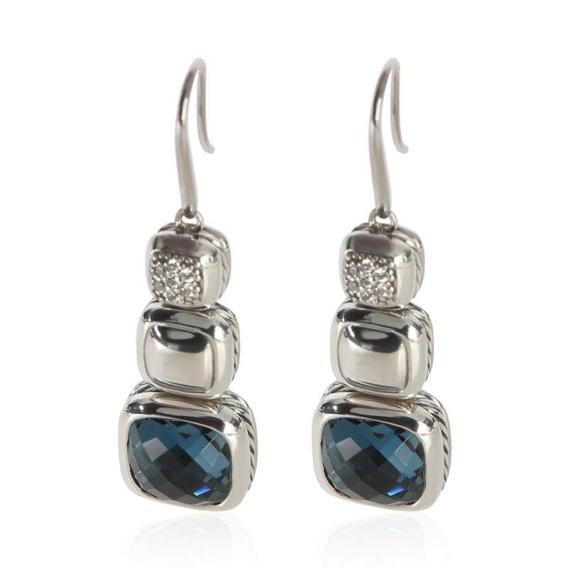David Yurman Sterling Silver Topaz and Diamond Chiclet Earrings id