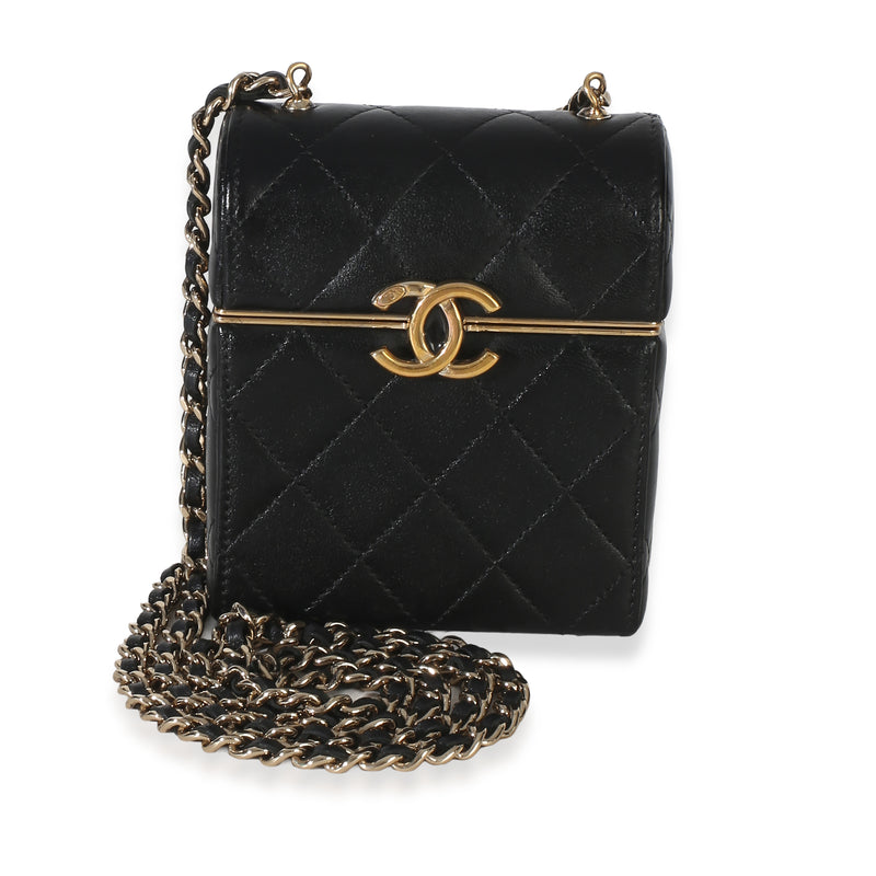 Chanel Black Quilted Lambskin Small Box With Chain Bag Handbag id