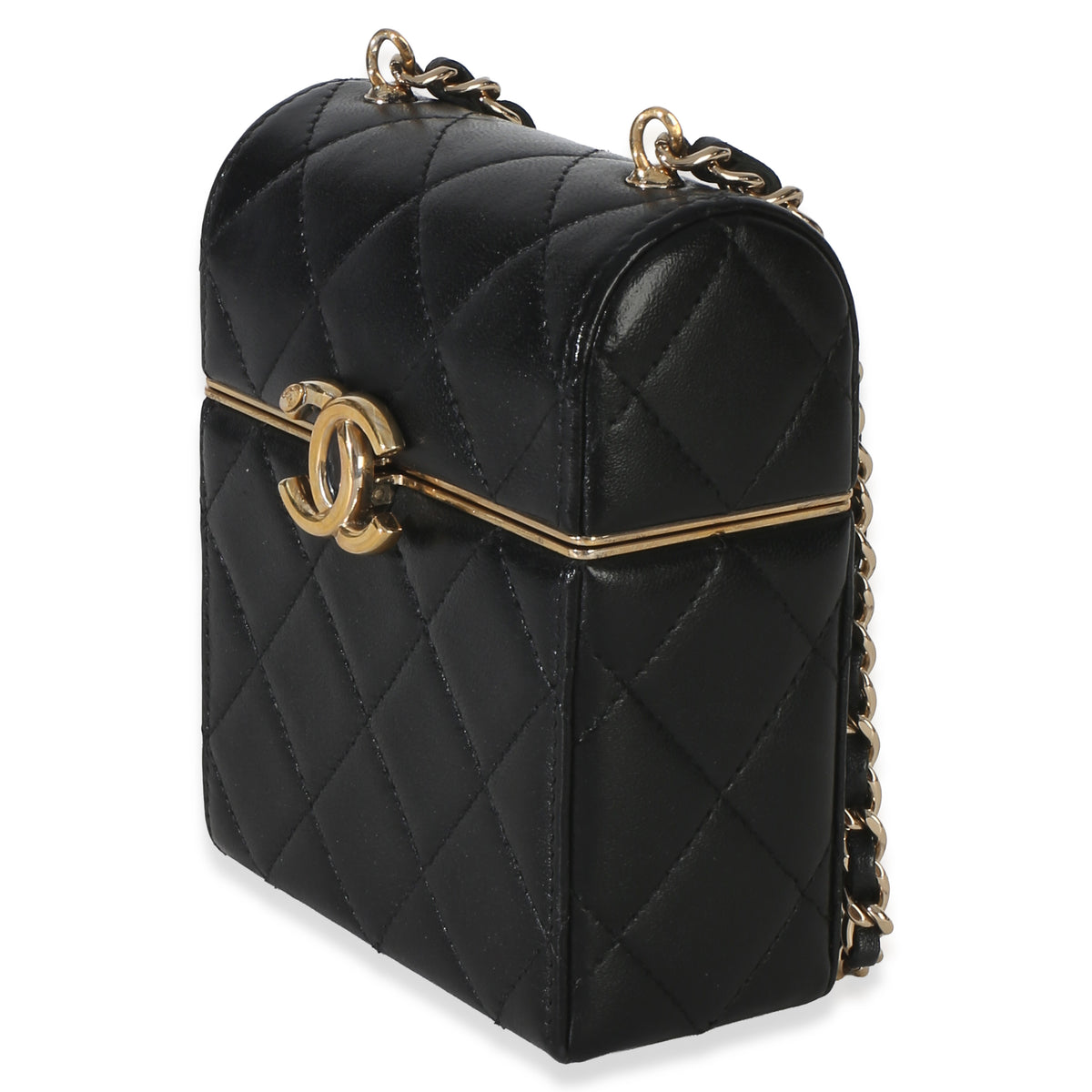 Chanel Black Quilted Lambskin Small Box With Chain Bag Handbag 2