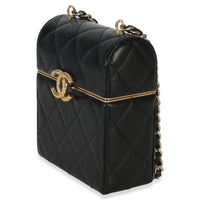 Chanel Black Quilted Lambskin Small Box With Chain Bag Handbag 2