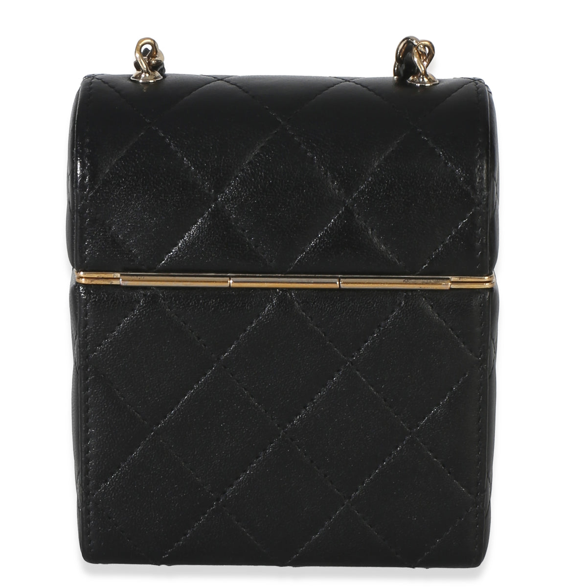 Chanel Black Quilted Lambskin Small Box With Chain Bag Handbag 4