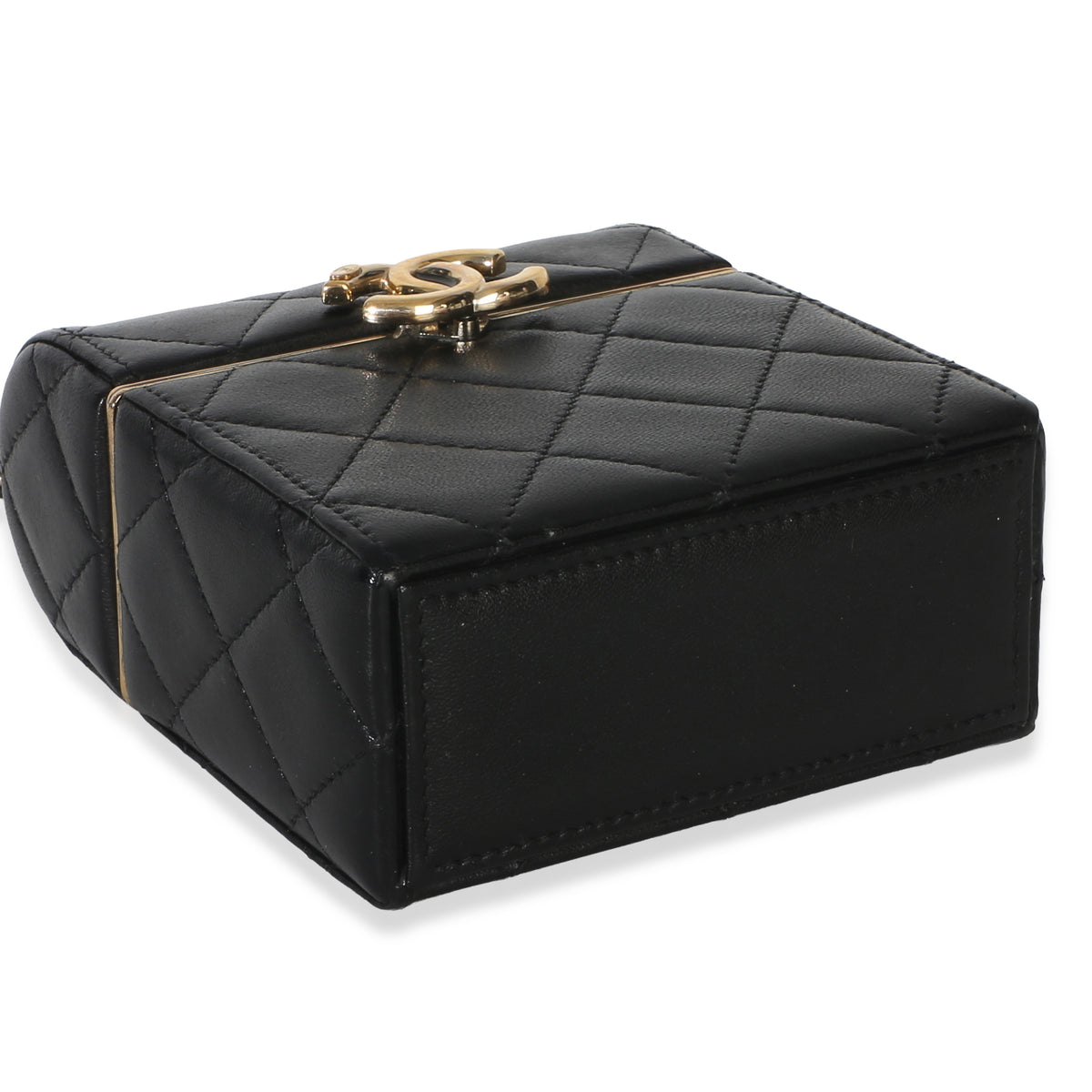 Chanel Black Quilted Lambskin Small Box With Chain Bag Handbag 7