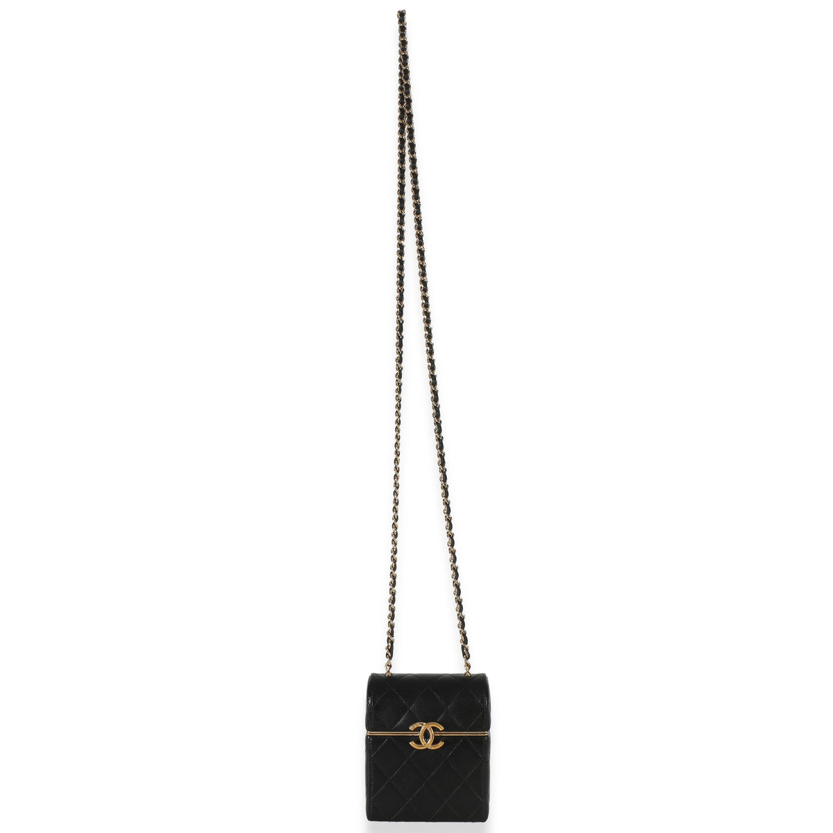 Chanel Black Quilted Lambskin Small Box With Chain Bag Handbag 8