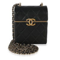 Chanel Black Quilted Lambskin Small Box With Chain Bag Handbag fv