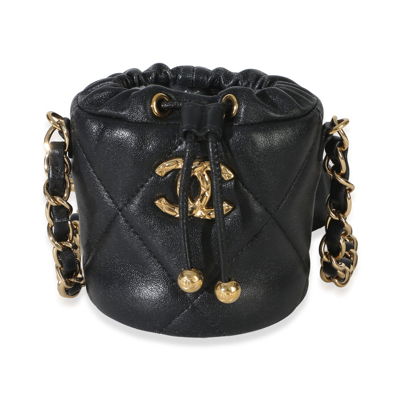 Chanel Black Quilted Lambskin Micro Bucket Bag Handbag id