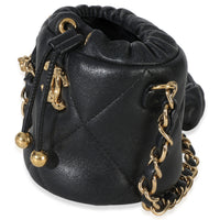 Chanel Black Quilted Lambskin Micro Bucket Bag Handbag 2