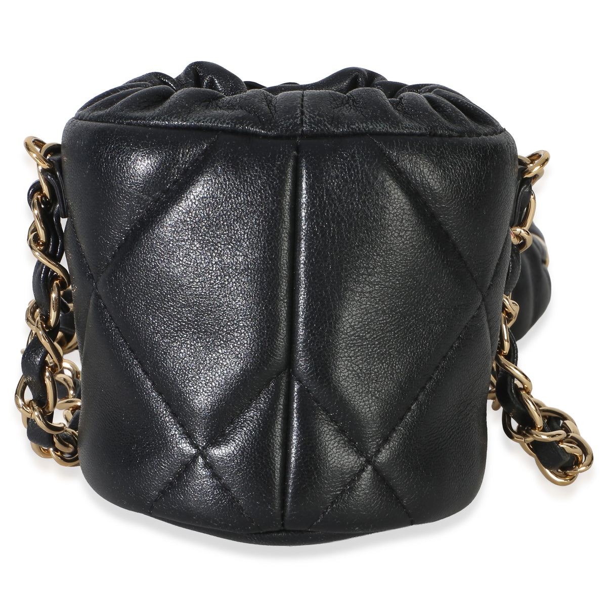 Chanel Black Quilted Lambskin Micro Bucket Bag Handbag 4