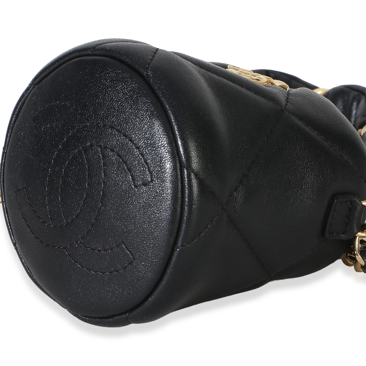 Chanel Black Quilted Lambskin Micro Bucket Bag Handbag 6