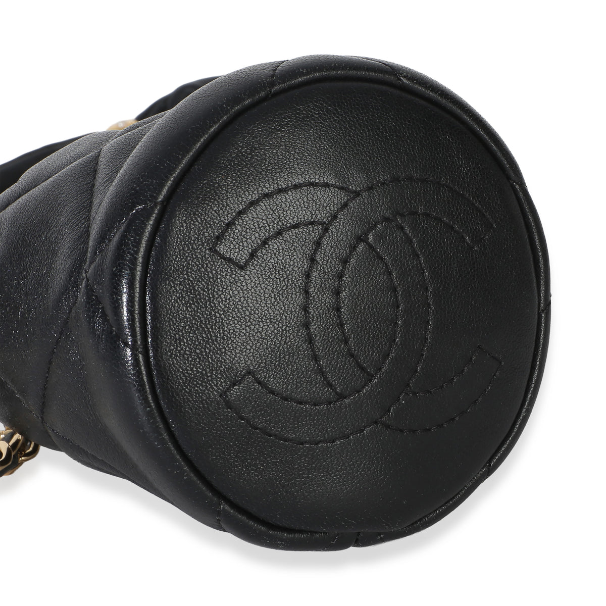 Chanel Black Quilted Lambskin Micro Bucket Bag Handbag 7